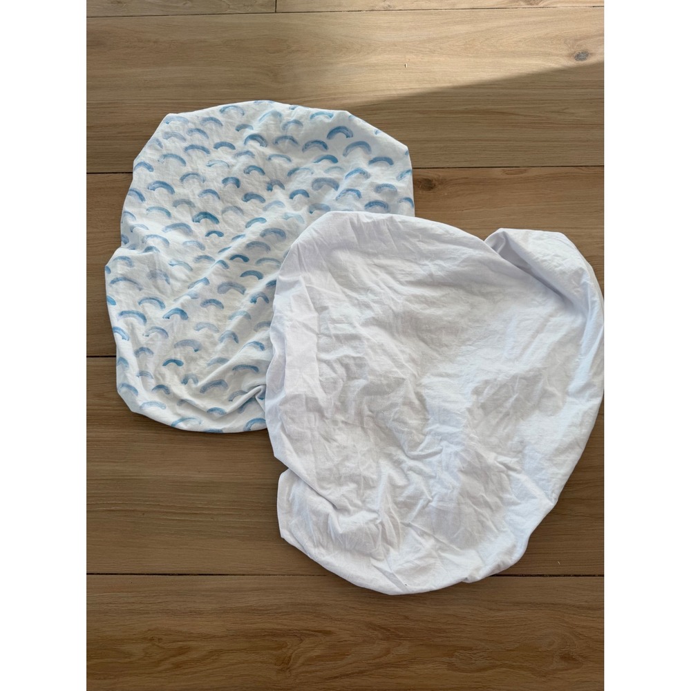 Nestig Mini Crib Fitted Sheet Set 2pk Organic Cotton Blue Rainbow 20x27.5in